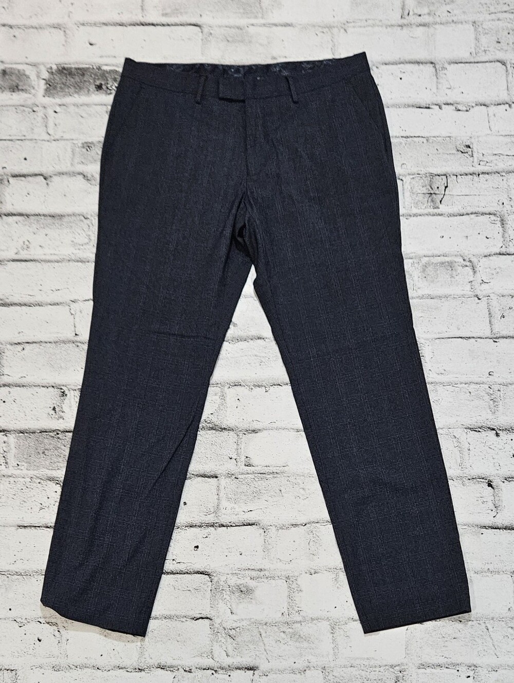Sondergaard Copenhagen Slim Fit Plaid Dress Pants Gray Blue 34x29
